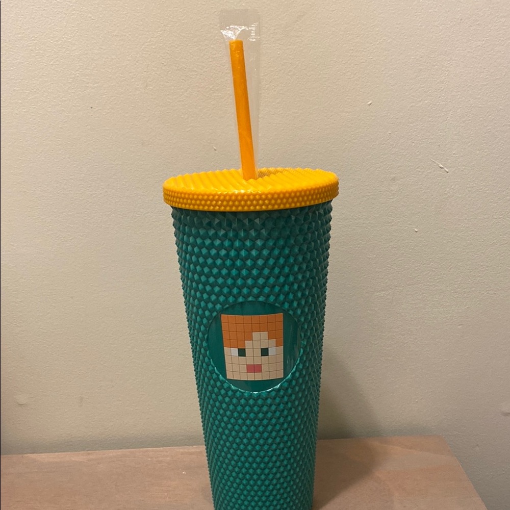 Minecraft Textured Tumbler with Straw